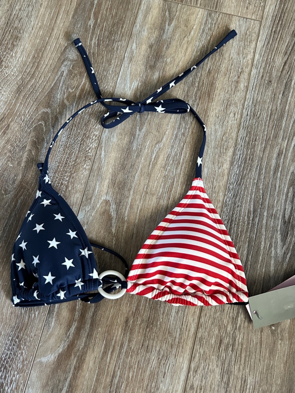 Target Red & White Striped Bikini Top with Navy & White Stars